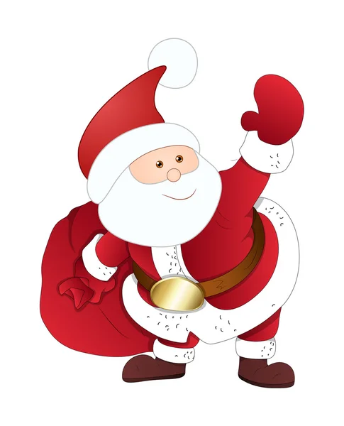 Happy Santa Claus with Gift Bag — Stock Vector
