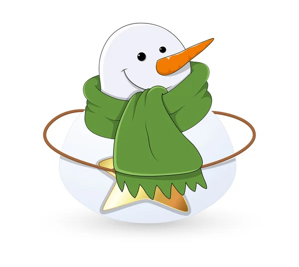 Sneeuwpop karakter met gouden ster — Stockvector
