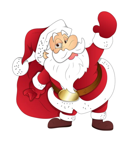 Vieux Père Noël tenant un sac cadeau — Image vectorielle