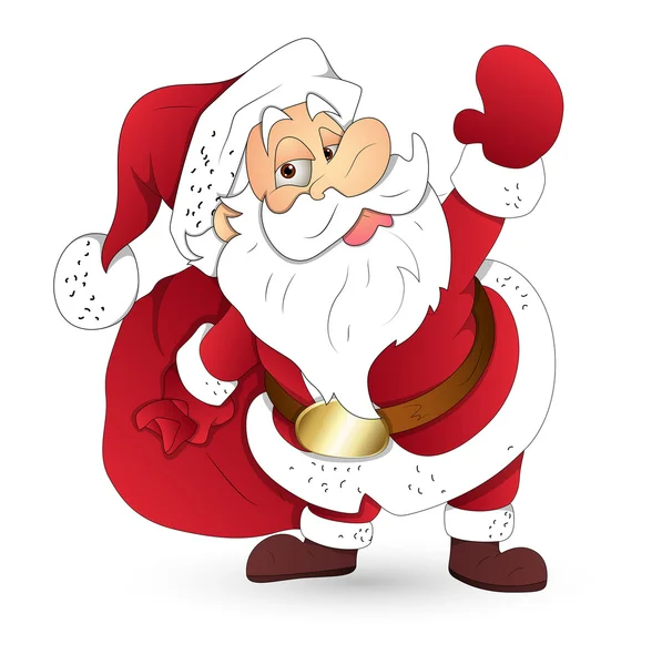 Funny Santa Holding a Gift Bag — Stock Vector