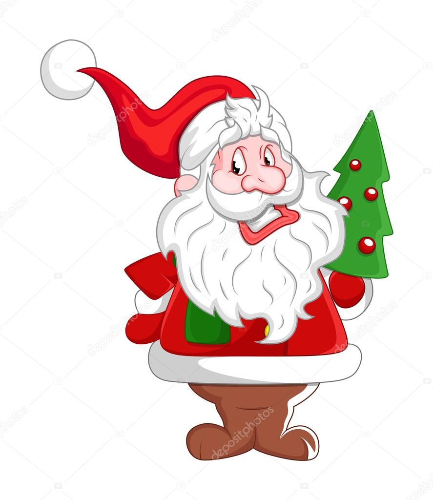 Happy Santa with Christmas Tree