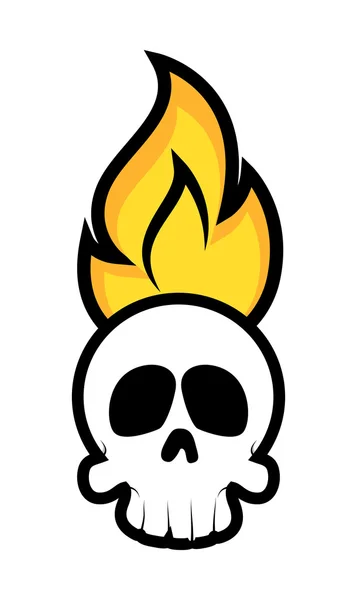 Halloween Skull Face with Fire Vector — Stock Vector