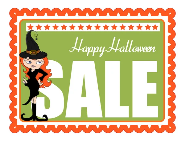 Feiticeira de Halloween Sexy Venda Banner — Vetor de Stock