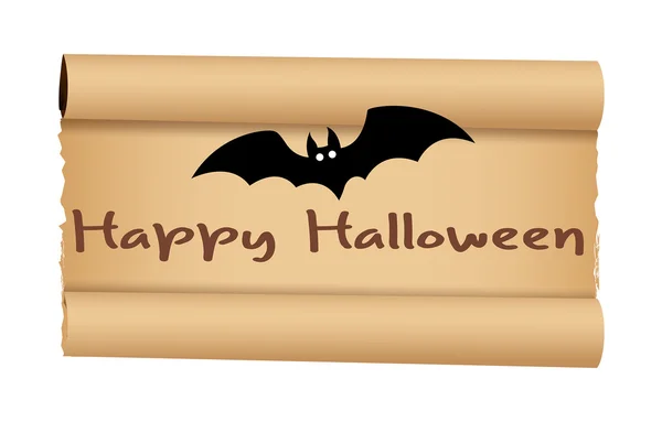 Chauve-souris Halloween avec bannière en papier parchemin — Image vectorielle