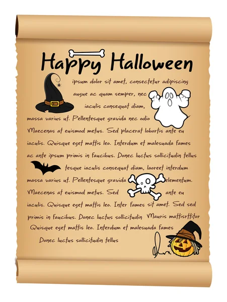 Banner di carta pergamena di Halloween felice — Vettoriale Stock