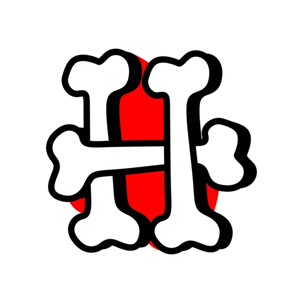 Хеллоуїн текст H зроблено з кісток — стоковий вектор