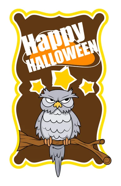 Banner de saludo de búho de Halloween — Vector de stock