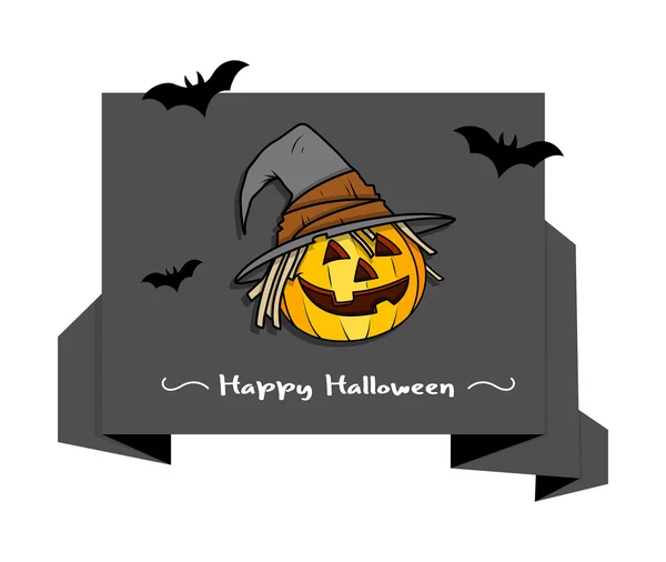 Halloween Pumpkin Paper Banner — Stock Vector