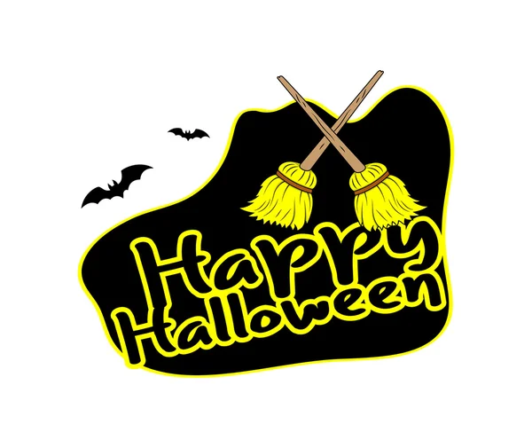 Halloween Banner with Broom Vector — Stock Vector