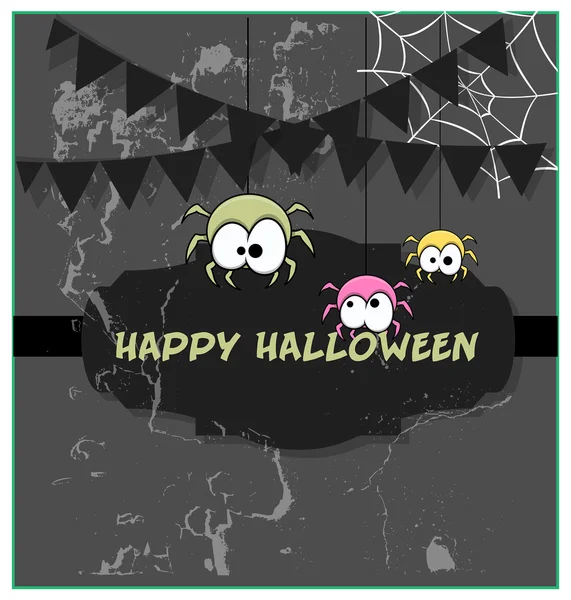 Grappige Halloween spinnen Grunge Banner — Stockvector