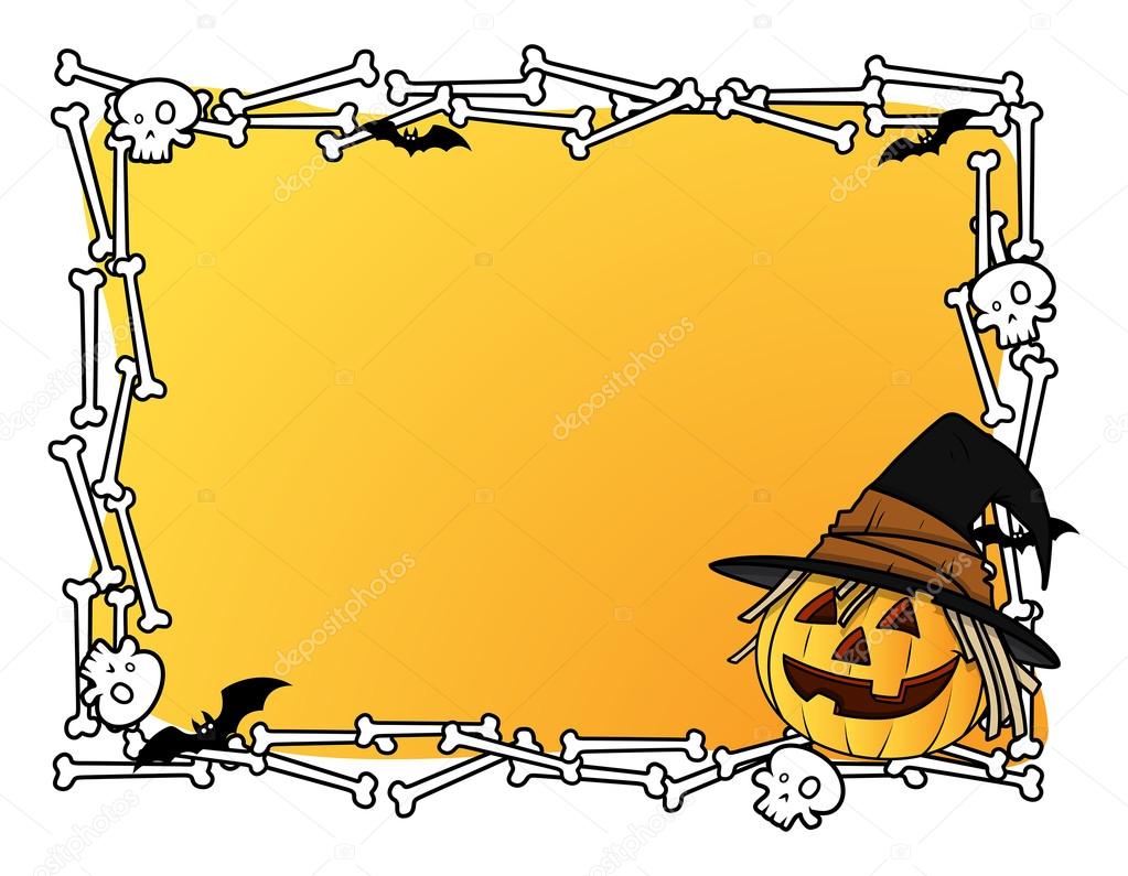 Halloween Frame with Jack-O-Lantern Vector