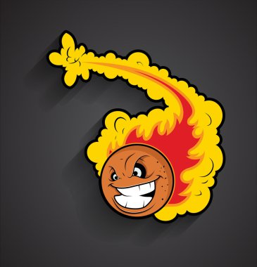 Ateş topu vektör grafiği gülüyor