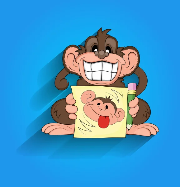 Funny Monkey Laughing — Stock Vector