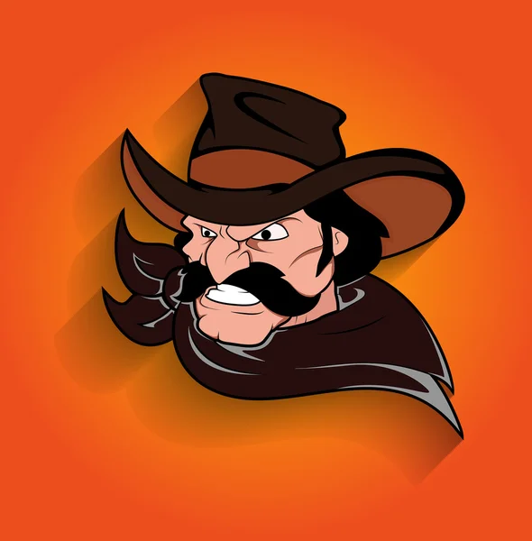 Irritado Jovem Cartoon Cowboy Personagem — Vetor de Stock