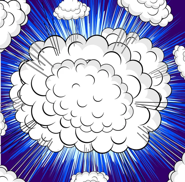 Nubes retro estallan fondo — Vector de stock