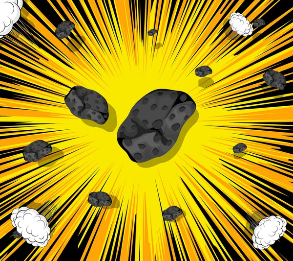Asteroides retro piedras Sunburst fondo — Vector de stock
