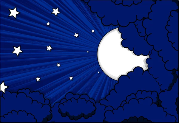 Résumé Lune étoiles nuages arrière-plan — Image vectorielle
