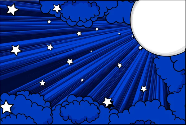 Resumen Luna Luz Estrellas Nubes Fondo — Vector de stock