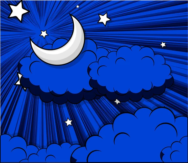 Abstrakte Wolken Mond Sterne Hintergrund — Stockvektor