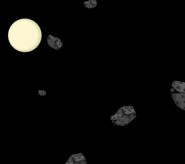 Sötét aszteroidák Moonlight háttér — Stock Vector