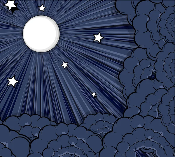 Astratto Retro Luna Nuvole di sfondo — Vettoriale Stock