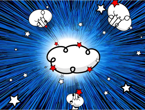 Soyut Retro komik bulutlar Sunburst arka plan — Stok Vektör