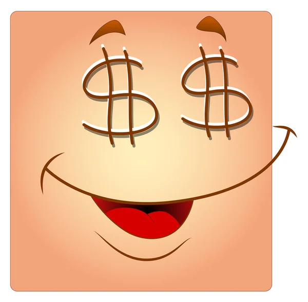 Olhos de Dólar Happy Box Smiley — Vetor de Stock
