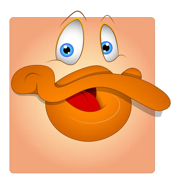 Funny Duck Face Cartoon Smiley — Stock Vector