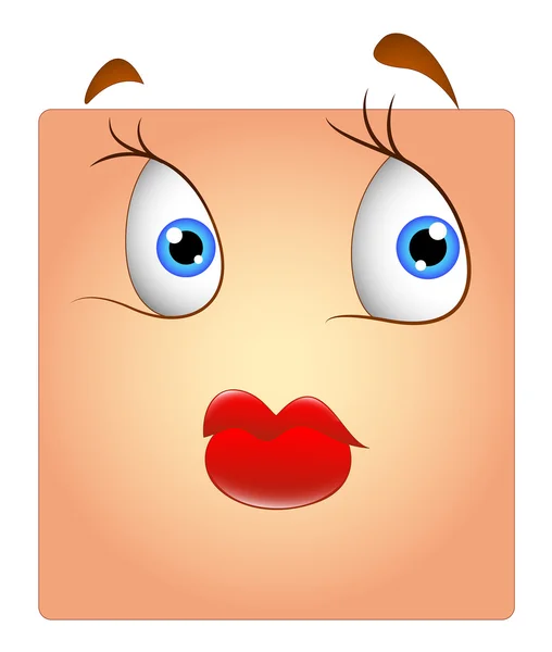 Pretty Scared Female Face Expression Box Smiley — Stock Vector