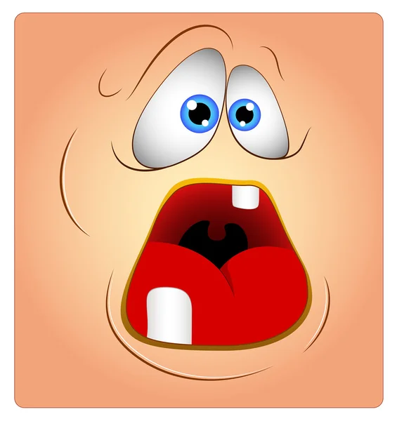 Shocked Smiley Cartoon Character Face — Stock Vector