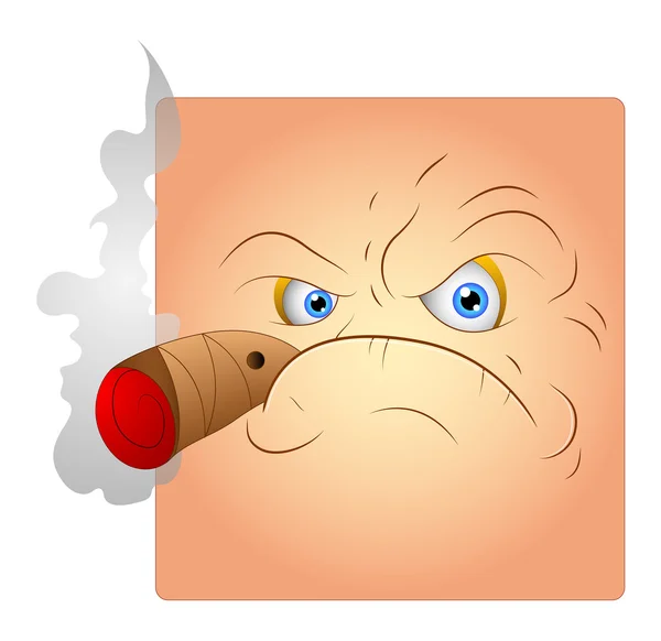 Smoking Angry Face Smiley Vector — Stock Vector