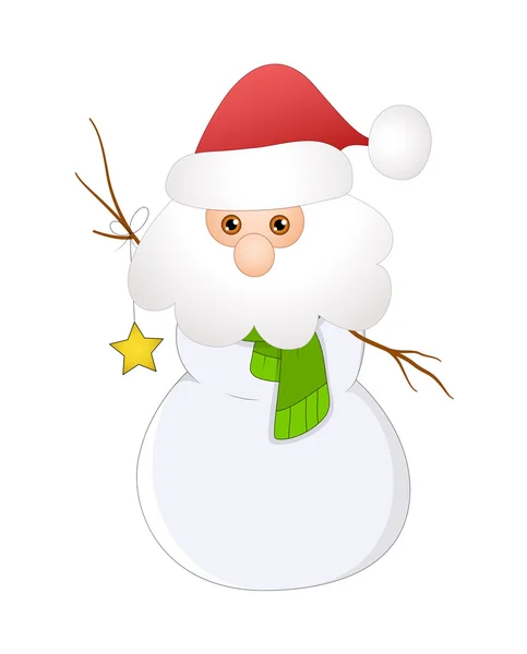 Kardan adam vücut yüzünde Noel Baba — Stok Vektör