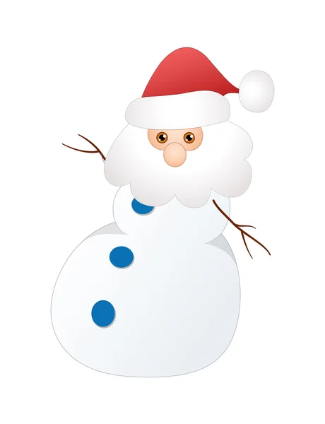 Drôle Santa visage sur bonhomme de neige corps — Image vectorielle