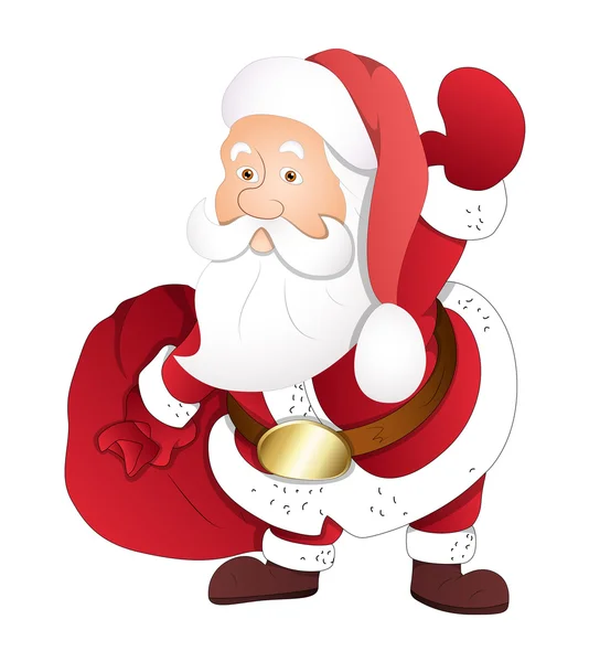 Santa Holding Gift Bag — Stock Vector