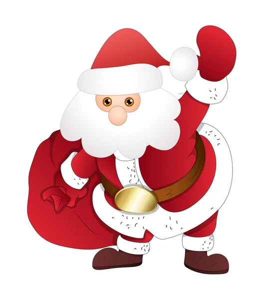 Linda santa con bolsa de regalo — Vector de stock