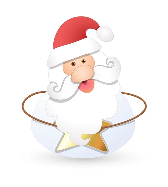 Happy Santa with Gold Star Vector — Stock Vector