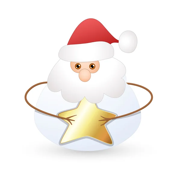 Смішні білий Санта з золота зірка — стоковий вектор