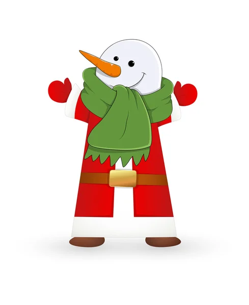 Snowman in Santa Costume — Stock Vector