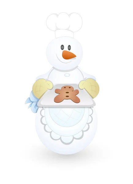 Chef de dibujos animados feliz muñeco de nieve — Vector de stock