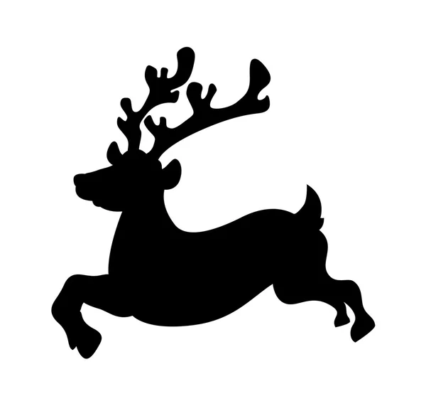 Running Reindeer Silhouette — Stock Vector