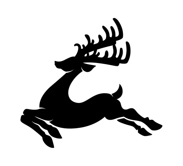 Reindeer Running Silhouette — Stock Vector