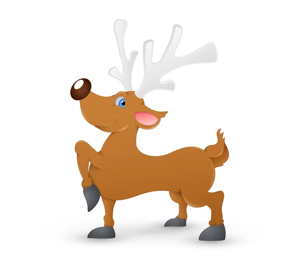 Red-Nosed Cute Christmas Reindeer — Stock Vector