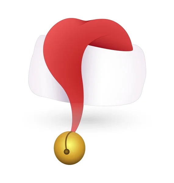 Weihnachtsmannmütze mit goldener Glocke — Stockvektor