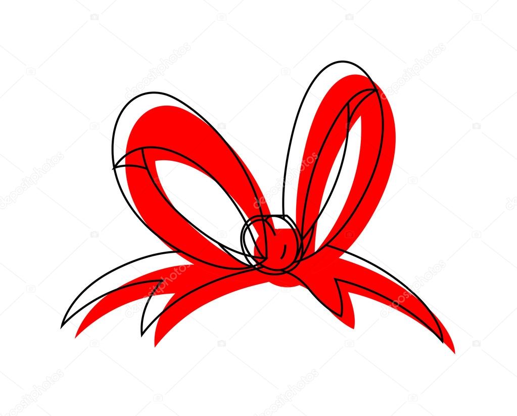 Red Ribbon Bow Drawing Stock Vector by ©baavli 62157139