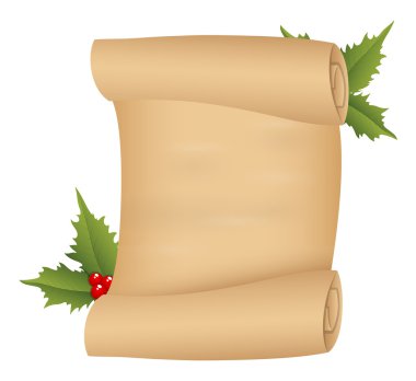 Vintage parşömen kaydırma kutsal yaprakları ile