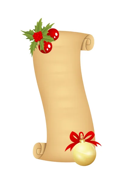 Xmas Parchment Scroll Banner — Stock Vector