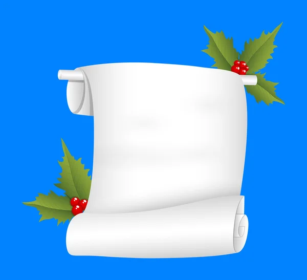 Banner de papel de Navidad con hojas sagradas Vector — Archivo Imágenes Vectoriales