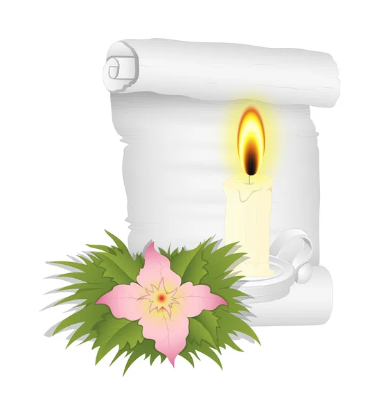 Weihnachten dekoratives Element Kerze und Blumen Vektor — Stockvektor