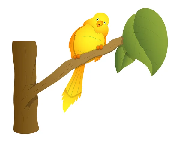 Sitting Bird on Branch Vector — Stock Vector