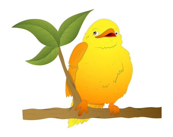 Cartoon vogel op tak Vector — Stockvector